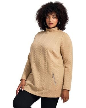 Avenue Plus Size Emily Jacquard Texture Knit Tunic - Natural
