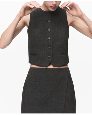 Mango Check Wrap Skirt - Black