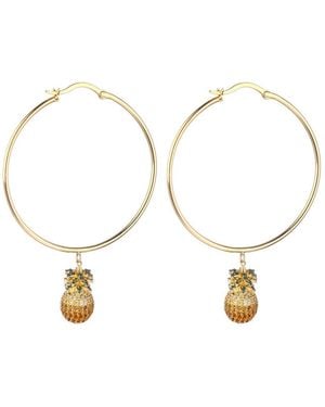 Noir Jewelry Cubic Zirconia Pineapple Extra Large Hoop Earrings - Metallic