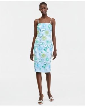 Eliza J Embellished Square-neck Midi Mesh Dress - Blue