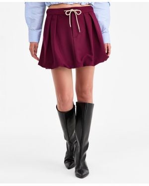 BarIII Tie-waist Bubble-hem Mini Skirt - Purple