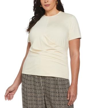ELLA rafaella Plus Size Asymmetrical Wrap Short Sleeve Top - White