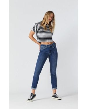 Mavi Kathleen Mid Rise Boyfriend In - Blue