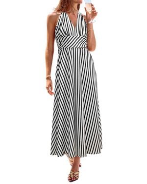 CUPSHE Party Crasher Striped Maxi Beach Dress - Black