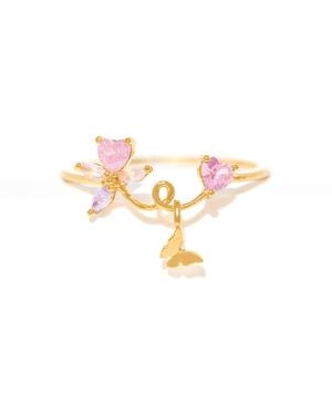 Girls Crew Plated Lovebug Crystal Rings - Pink
