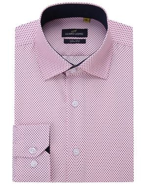 Azaro Uomo Business Geometric Long Sleeve Button Down Shirt - Purple