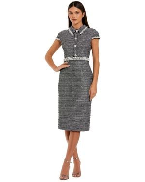 Mac Duggal Cap Sleeve Boucle Midi Dress - Multicolor