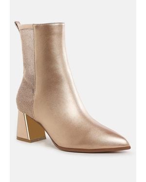 LONDON RAG Mimosa Mesh Detail Pointy Ankle Boots - White