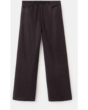 Mango Bow Linen Pants - Gray