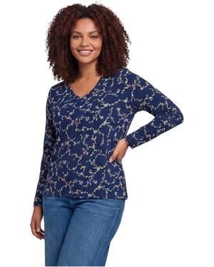 Lands' End Plus Size Relaxed Supima Cotton Long Sleeve V-neck T-shirt - Blue