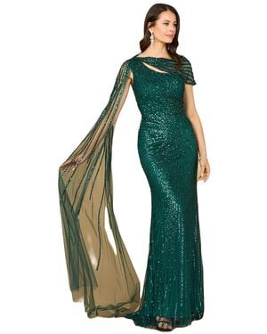 Lara One Shoulder Fitted Gown - Green