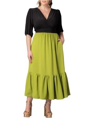 Kiyonna Plus Size Danica Maxi Dress - Green