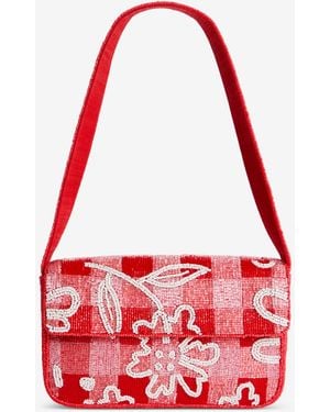 On 34th Hand Beaded Shoulder Bag - Red