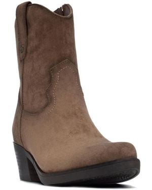 Xti Suede Western Almond-toe Ankle Booties - Brown
