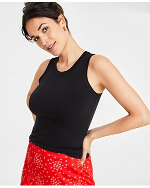 On 34th Ribbed High-neck Tank Top - Black