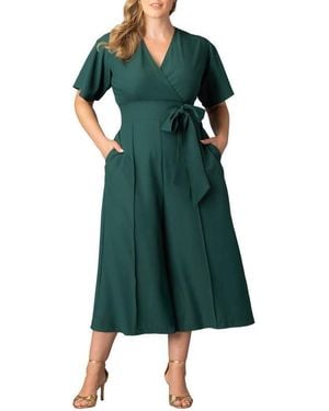 Kiyonna Plus Size Evelyn Cropped Wide Leg Jumpsuit - Black