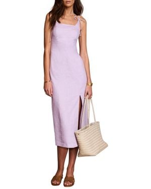 Mint Velvet Linen Bow Detail Midi Dress - Red