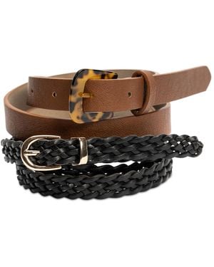 Giani Bernini 2-pk. Solid & Braided Belt Set - Multicolor