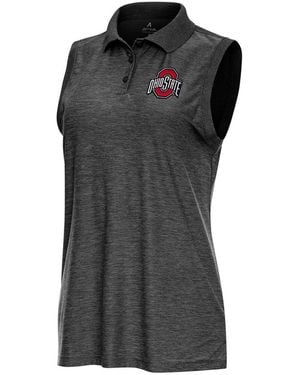 Antigua Ohio State Buckeyes Recap Sleeveless Polo Shirt - Black