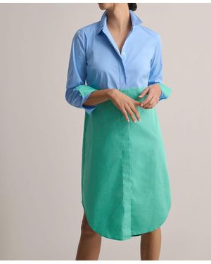 UNTUCKit Stretch Cotton Colorblock Meryl Shirtdress - Blue