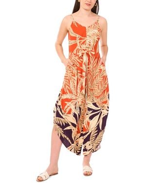 Vince Camuto Printed Bow-front Sleeveless Jumpsuit - Orange