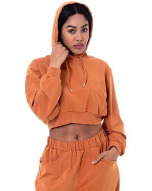 DAI MODA Toni Oversized Crop Hoodie - Orange