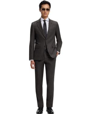 BOSS Boss By Patterned Stretch Wool Two-piece Slim-fit Suit - Black