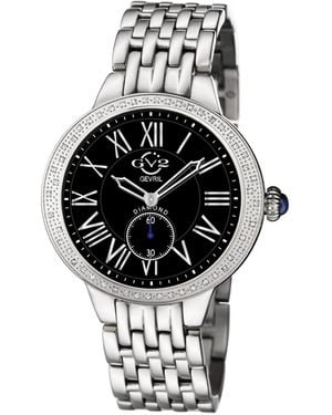 Gevril Astor Swiss Quartz Silver Stainless Steel Bracelet Diamond Watch - Metallic