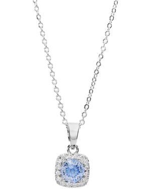 Macy's Sterling Silver Cubic Zirconia Halo Necklace - Blue