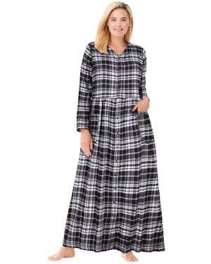 Only Neccessities Only Necessities Plus Size Flannel Plaid Lounger - White