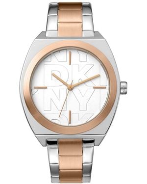 DKNY Quartz Water-resistant Two-tone Stainless Steel Bracelet Watch - White
