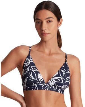 Ralph Lauren Striped Hardware V-neck Bikini Top in Blue | Lyst