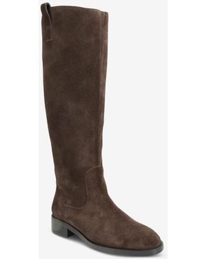 Black Suede Studio Ride Knee High Riding Boots - Brown