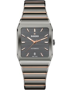 Rado Swiss Automatic Anatom Rose Gold Pvd Stainless Steel & Gray Ceramic Bracelet Watch 33mm