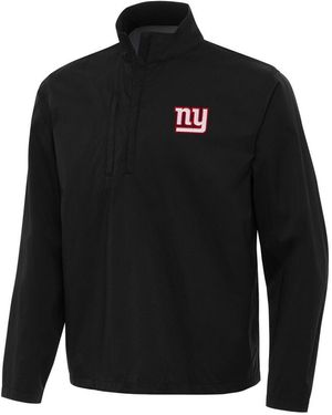 Antigua New York Giants Brisk Quarter-zip Pullover Jacket - Black