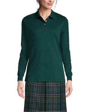 Lands' End Tall Long Sleeve Interlock Polo Shirt - Green