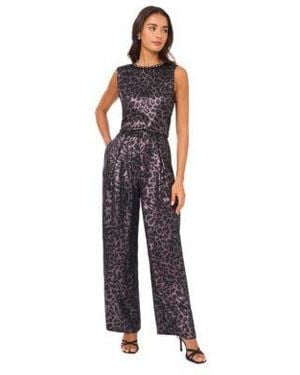 Vince Camuto Animal Print Sleeveless Crew Neck Top Wide Leg Pants - Blue
