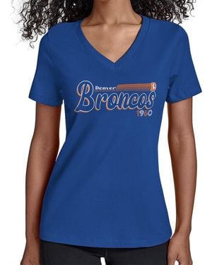 Starter Denver Broncos Throwback Groovy Script V-neck T-shirt - Blue