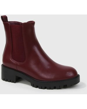 BERNESS Kaya Lug Sole Chelsea Booties - Red