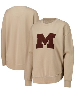Pressbox Michigan Wolverines Poncho Fleece Pullover Sweatshirt - Natural