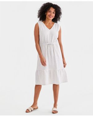 Style & Co. Striped Tie-waist Midi Dress - White