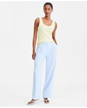 On 34th High-rise Polished Crepe Pleated Wide-leg Pants - Multicolor