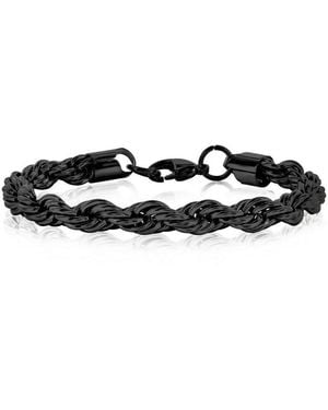 Metallo Stainless Steel 8mm Rope Chain Bracelet - Black