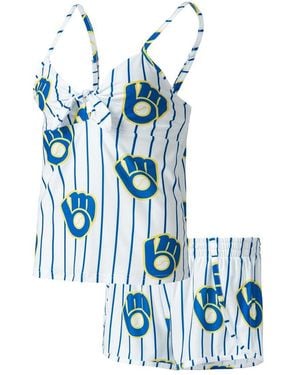 Concepts Sport Milwaukee Brewers Reel Allover Print Tank Top And Shorts Sleep Set - Blue