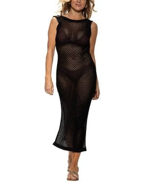 Dotti Scoop-back Sleeveless Crochet Dress Swim Cover-up - Black
