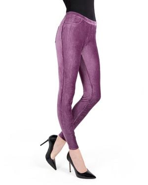 Memoi Thin Ribbed Stretch Corduroy leggings - Purple