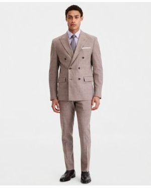 Calvin Klein Slim Fit Double Breasted Linen Blend Suit Separates - Brown