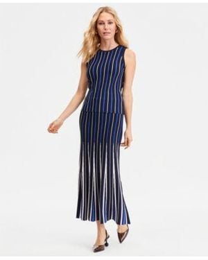 INC International Concepts Sleeveless Striped Sweater Skirt - Blue