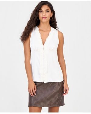 Guess Michela Sleeveless Lace V-neck Corset Top - White