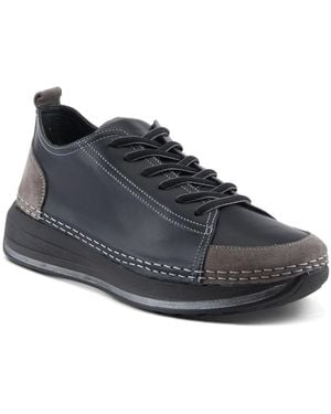 Spring Step Angolan Leather And Suede Sport-inspired Shoe - Black